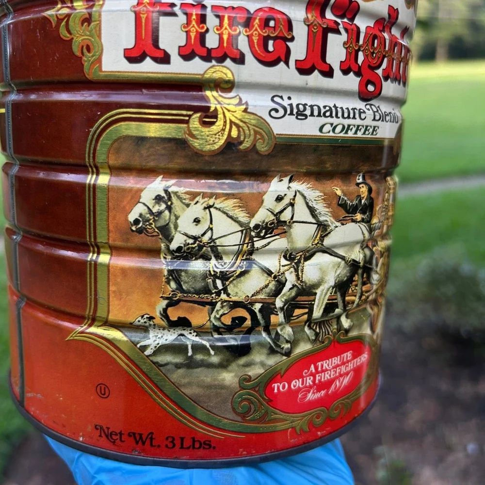Vtg Fire Fighters Signature Blend Coffee Tin Special Ed 